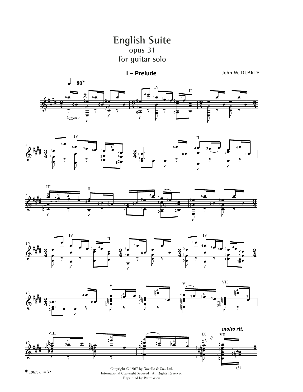 Download Duarte English Suite Sheet Music and learn how to play Solo Guitar PDF digital score in minutes