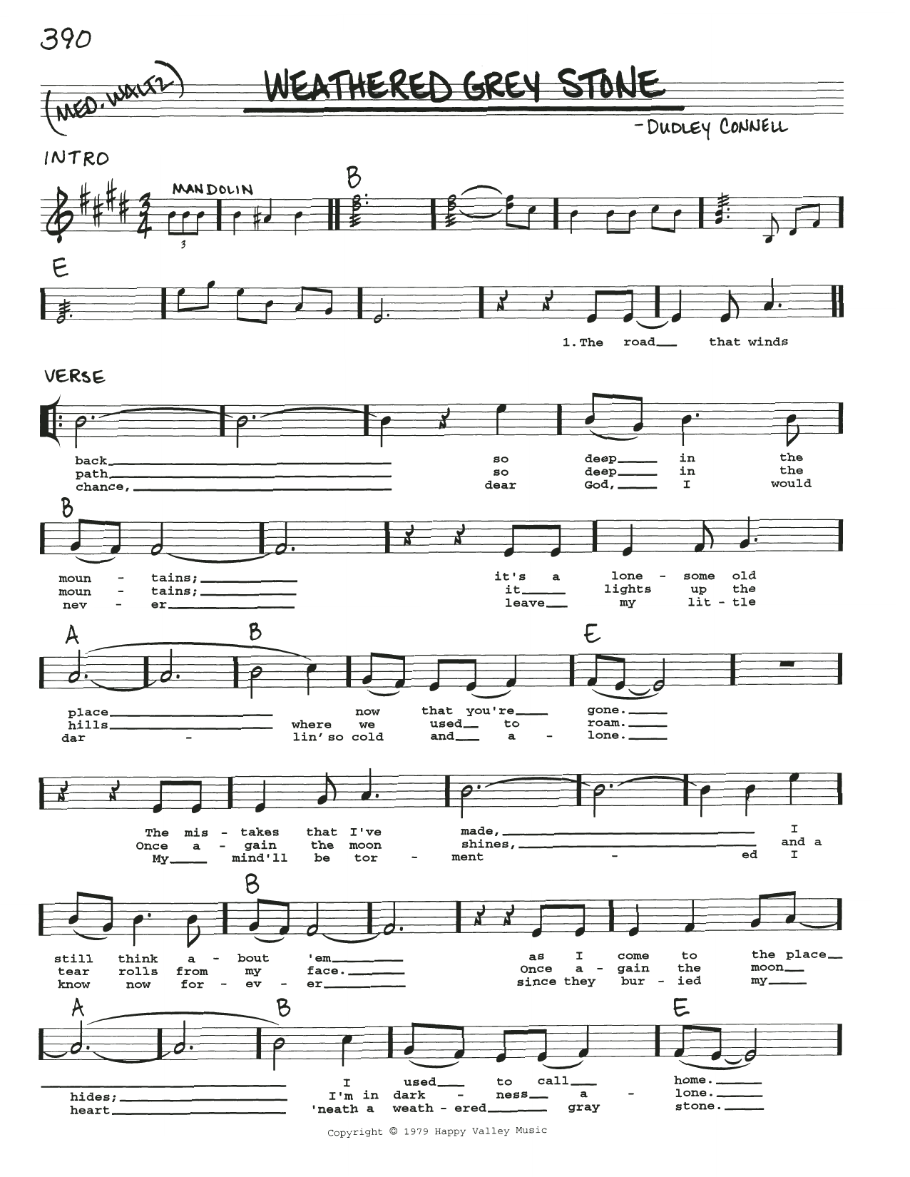 Download Dudley Connell Weathered Grey Stone Sheet Music and learn how to play Real Book – Melody, Lyrics & Chords PDF digital score in minutes