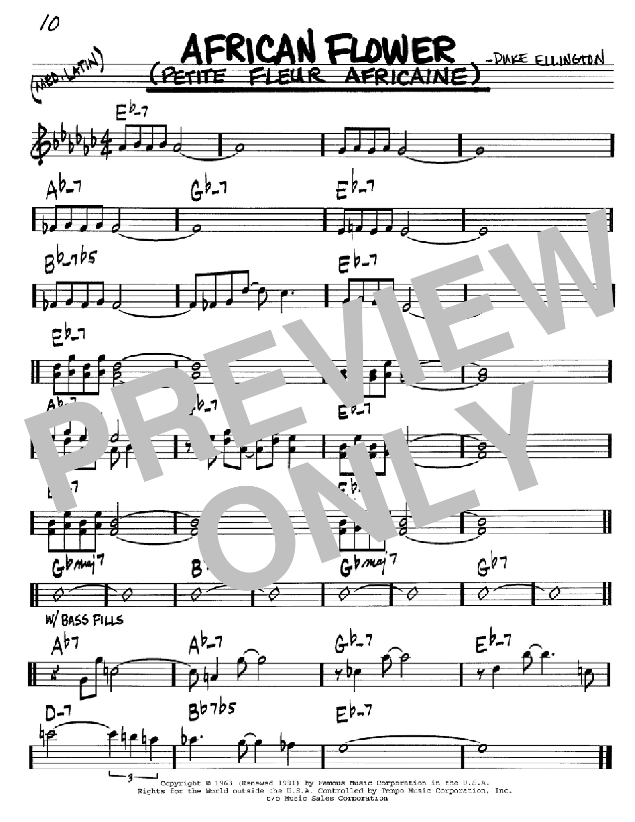 Download Duke Ellington African Flower (Petite Fleur Africaine) Sheet Music and learn how to play Real Book - Melody & Chords - Bb Instruments PDF digital score in minutes