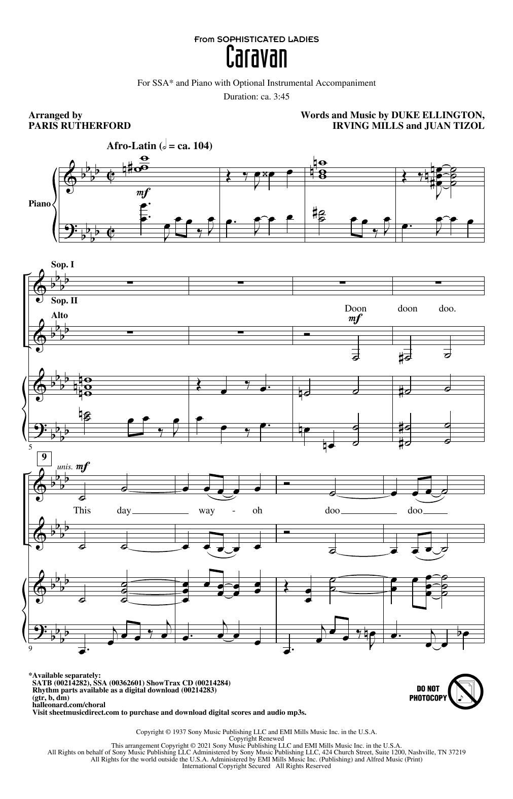 Download Duke Ellington and his Orchestra Caravan (from Sophisticated Ladies) (arr. Paris Rutherford) Sheet Music and learn how to play SSA Choir PDF digital score in minutes