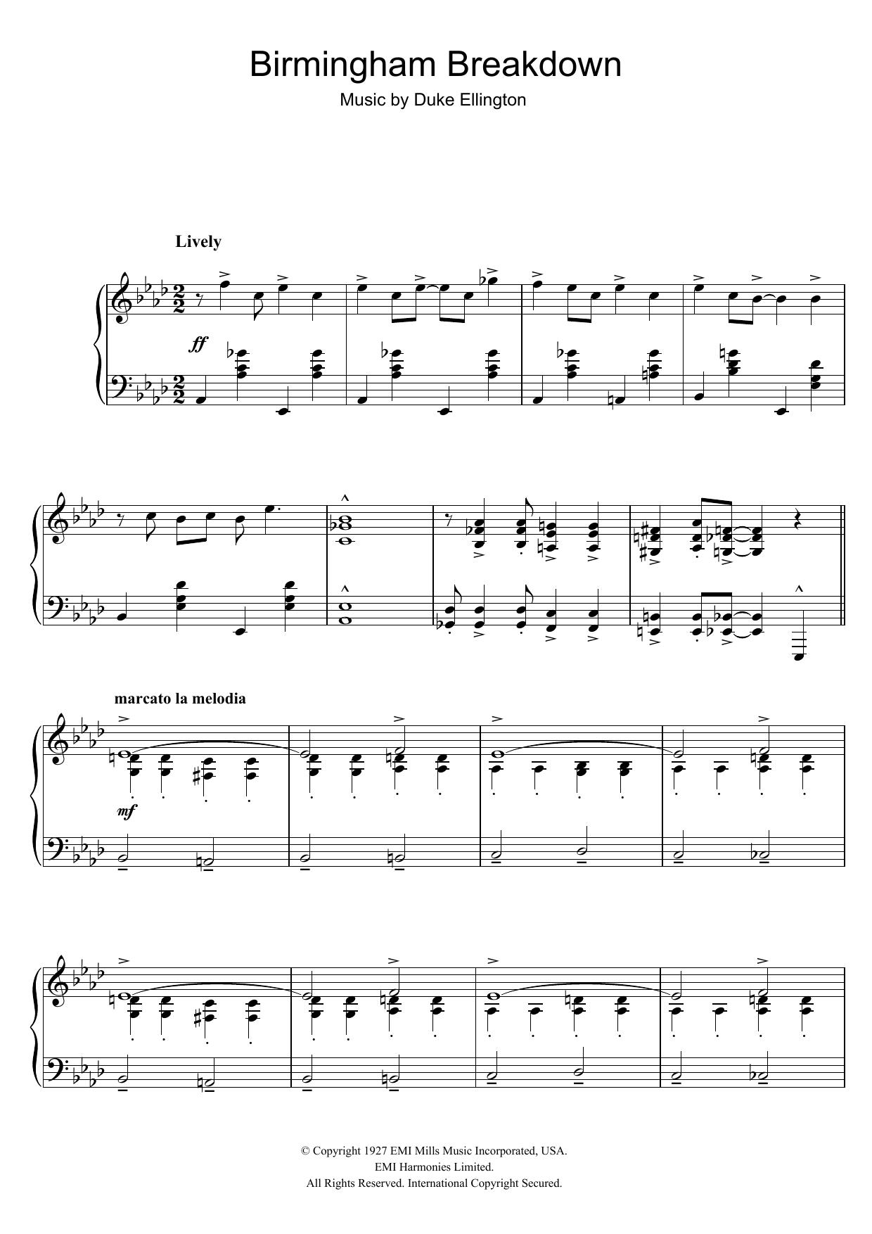 Download Duke Ellington Birmingham Breakdown Sheet Music and learn how to play Piano PDF digital score in minutes