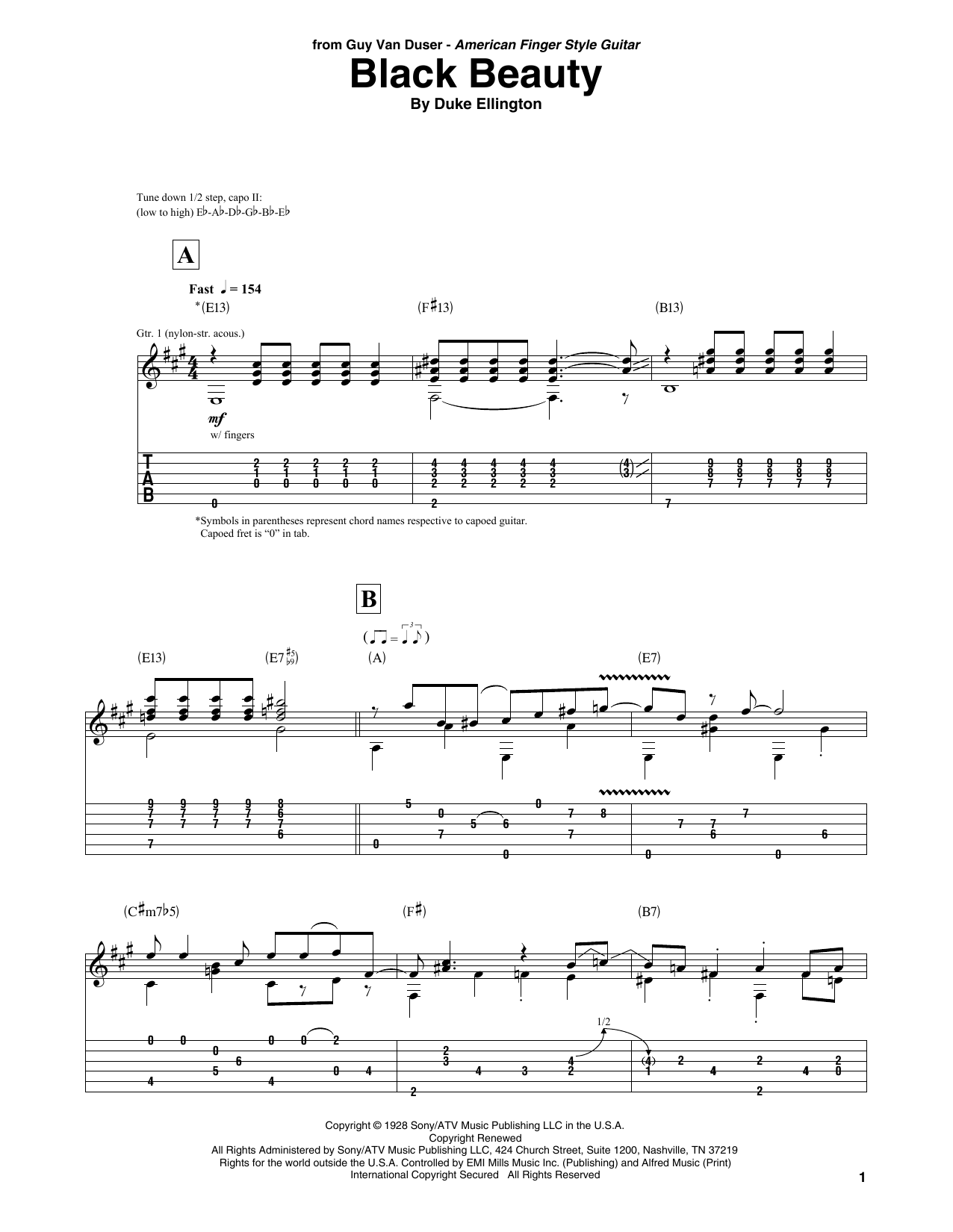 Download Duke Ellington Black Beauty Sheet Music and learn how to play Solo Guitar PDF digital score in minutes