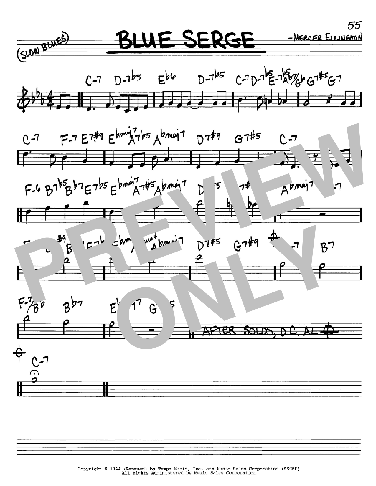 Download Duke Ellington Blue Serge Sheet Music and learn how to play Real Book – Melody & Chords – C Instruments PDF digital score in minutes