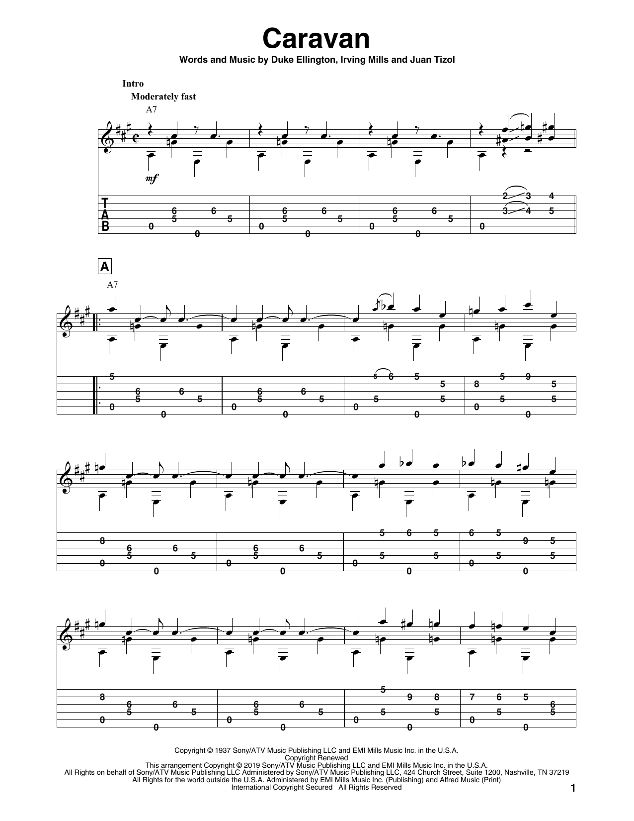 Download Duke Ellington Caravan (arr. Bill LaFleur) Sheet Music and learn how to play Solo Guitar PDF digital score in minutes