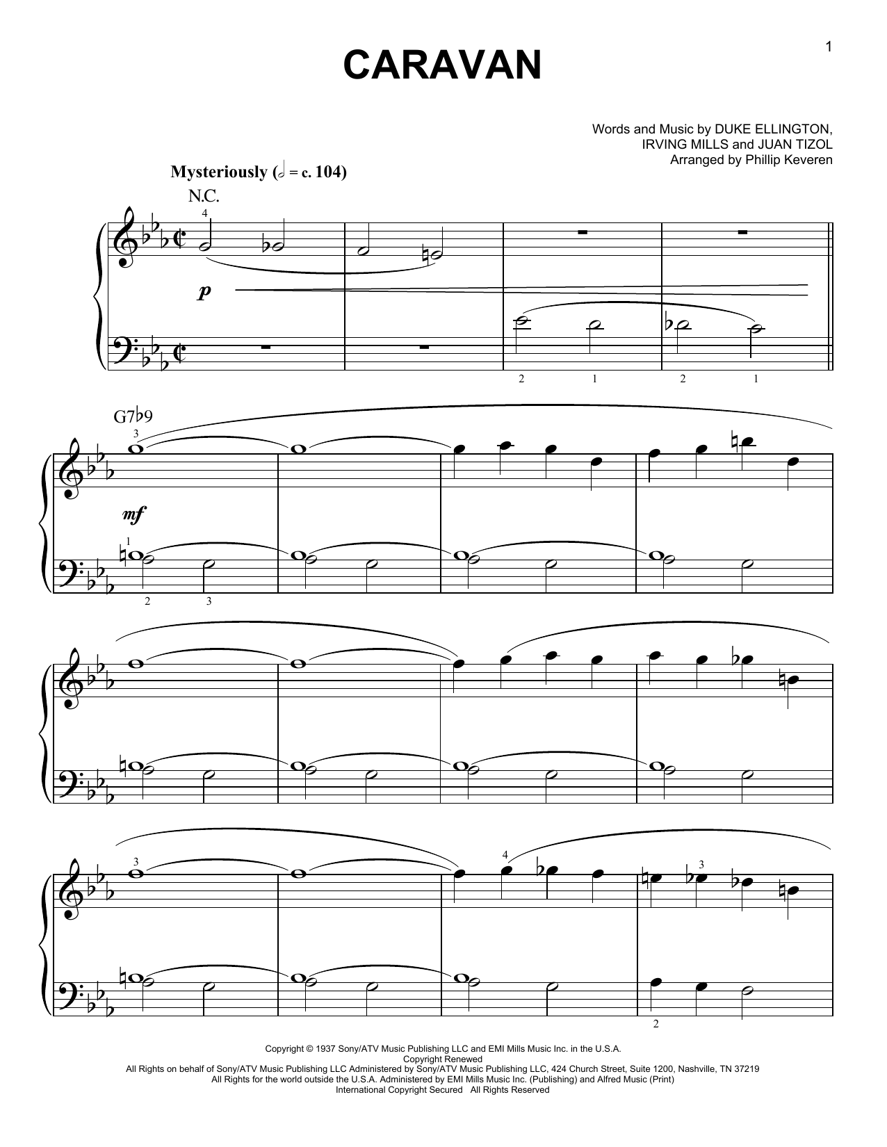 Download Duke Ellington Caravan (arr. Phillip Keveren) Sheet Music and learn how to play Easy Piano PDF digital score in minutes