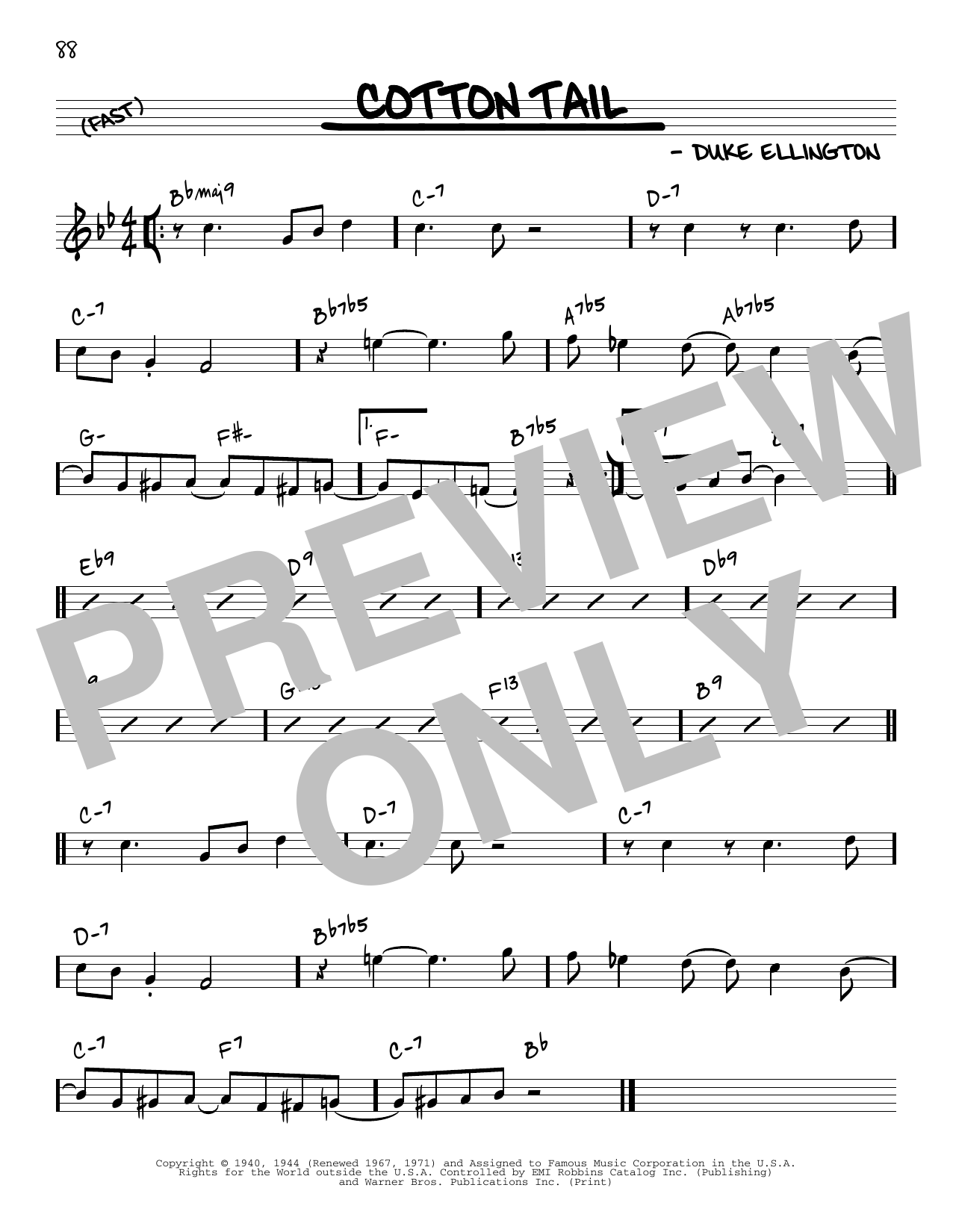 Download Duke Ellington Cotton Tail [Reharmonized version] (arr. Jack Grassel) Sheet Music and learn how to play Real Book – Melody & Chords PDF digital score in minutes