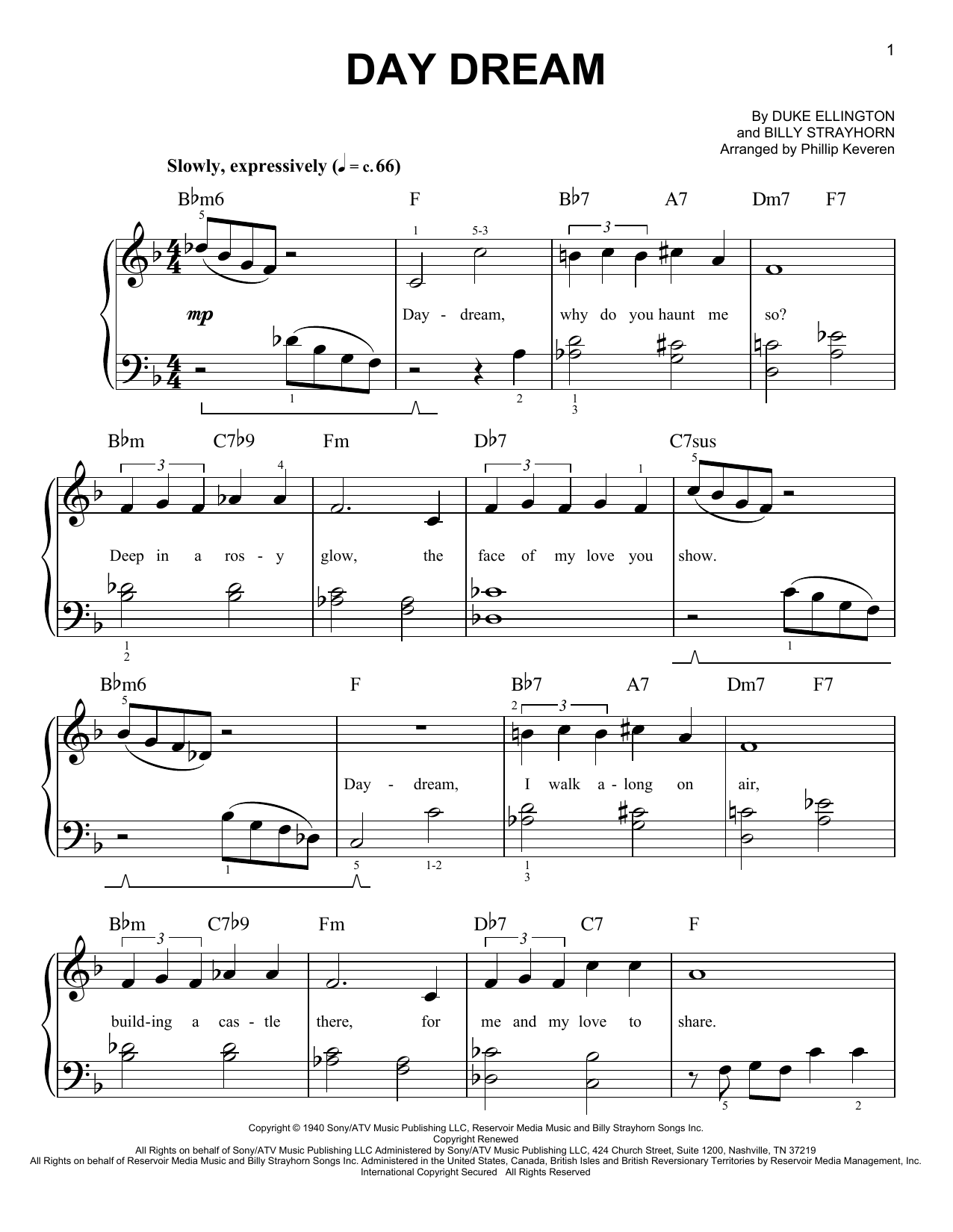 Download Duke Ellington Day Dream (arr. Phillip Keveren) Sheet Music and learn how to play Easy Piano PDF digital score in minutes