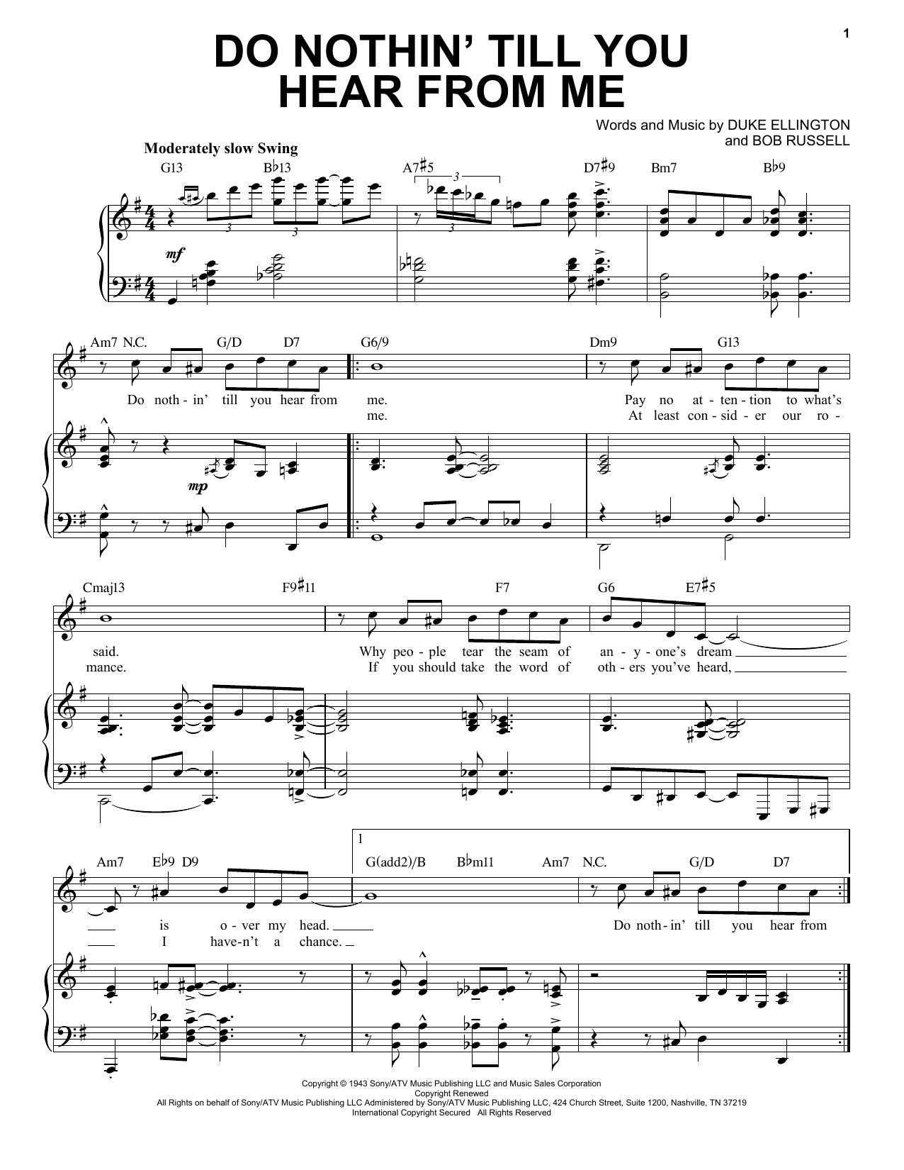 Download Duke Ellington Do Nothin' Till You Hear From Me [Jazz version] (arr. Brent Edstrom) Sheet Music and learn how to play Piano & Vocal PDF digital score in minutes