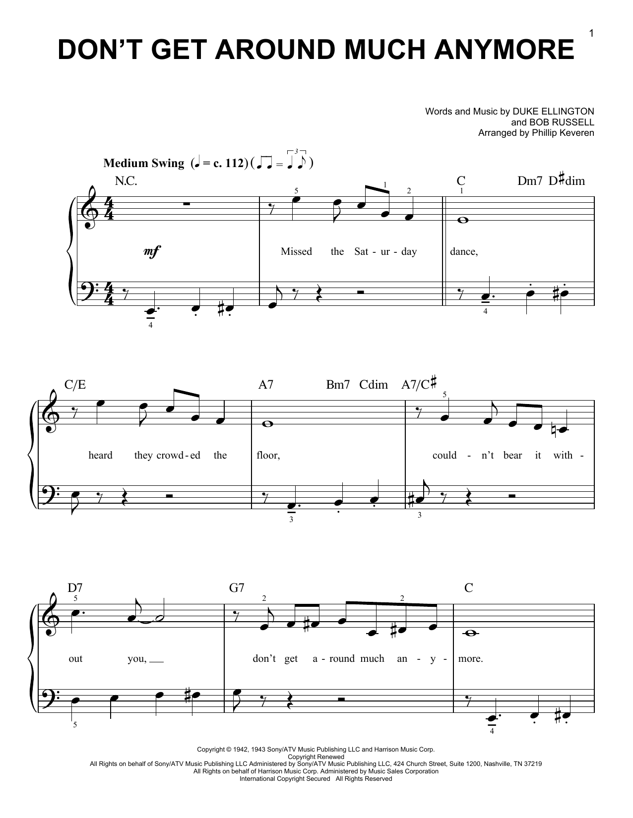 Download Duke Ellington Don't Get Around Much Anymore (arr. Phillip Keveren) Sheet Music and learn how to play Easy Piano PDF digital score in minutes