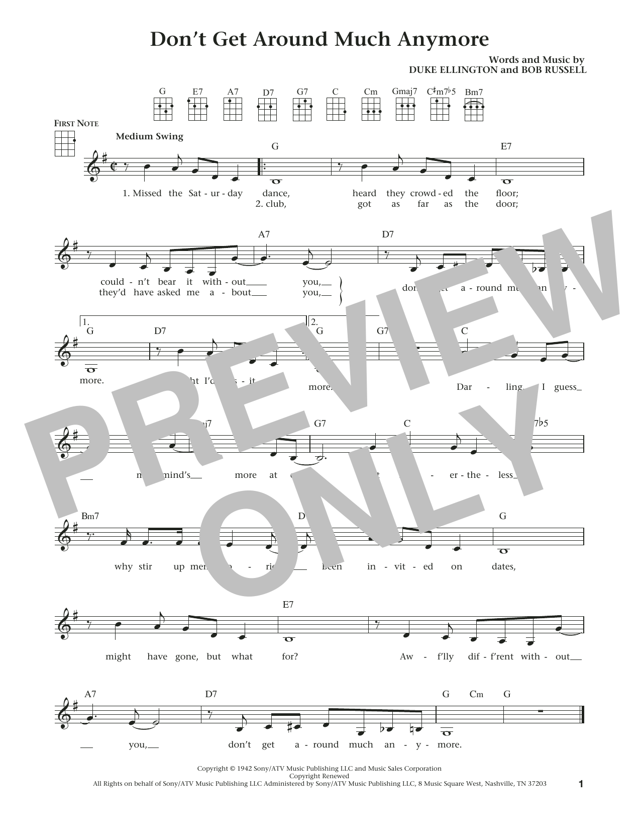 Download Duke Ellington Don't Get Around Much Anymore Sheet Music and learn how to play Ukulele PDF digital score in minutes