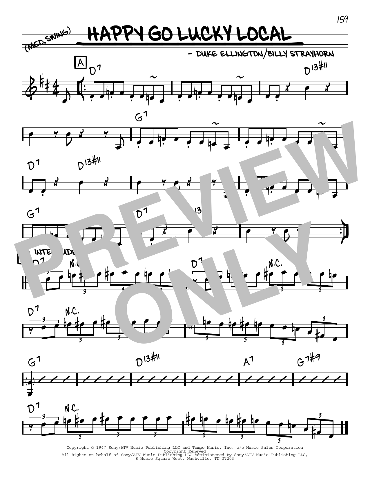 Download Duke Ellington Happy Go Lucky Local Sheet Music and learn how to play Real Book – Melody & Chords PDF digital score in minutes