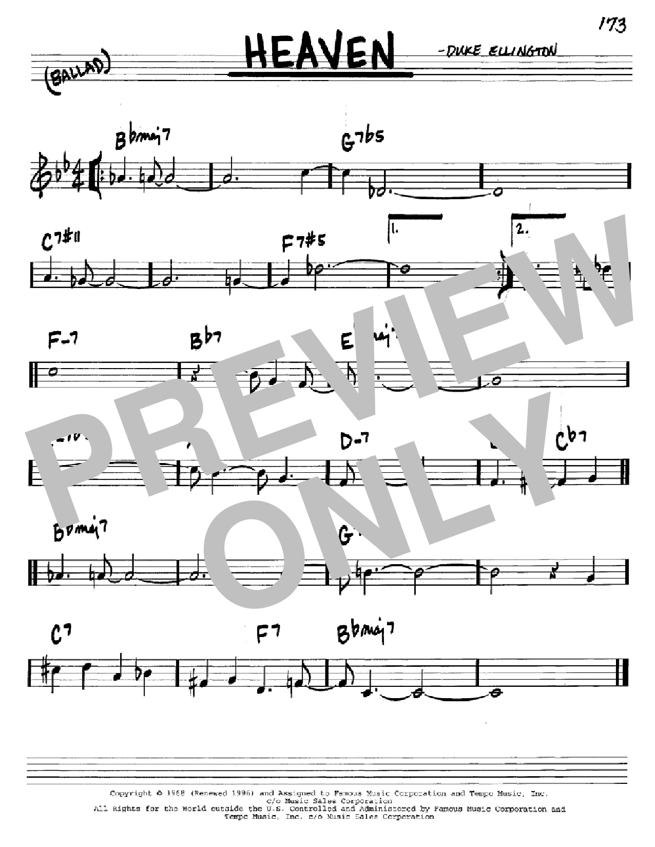 Download Duke Ellington Heaven Sheet Music and learn how to play Real Book - Melody & Chords - C Instruments PDF digital score in minutes