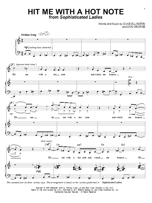 Download Duke Ellington Hit Me With A Hot Note Sheet Music and learn how to play Melody Line, Lyrics & Chords PDF digital score in minutes