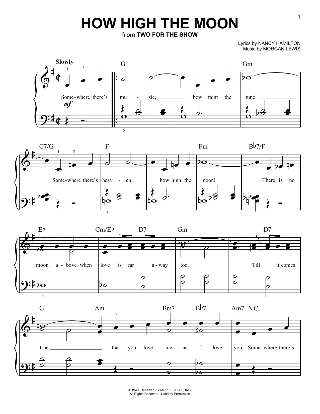 Download Duke Ellington How High The Moon Sheet Music and learn how to play Easy Piano PDF digital score in minutes