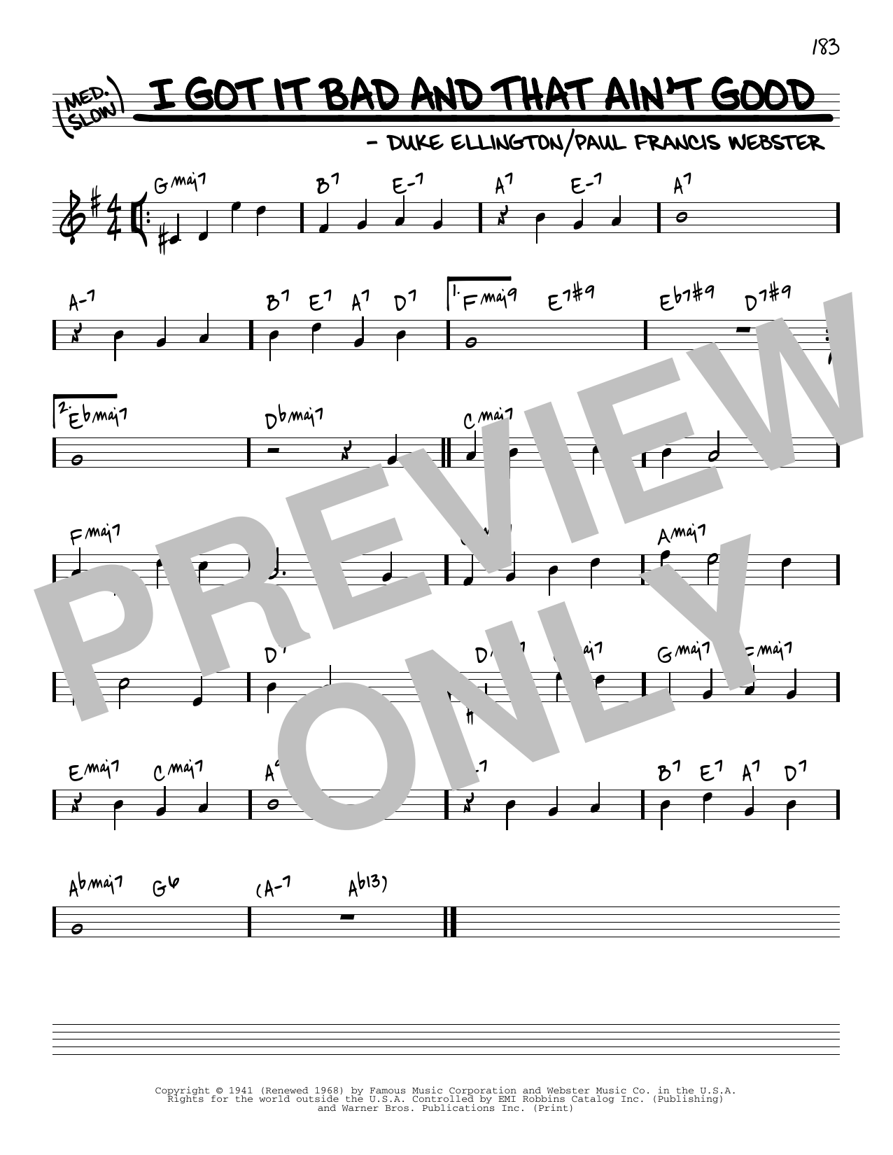 Download Duke Ellington I Got It Bad And That Ain't Good [Reharmonized version] (arr. Jack Grassel) Sheet Music and learn how to play Real Book – Melody & Chords PDF digital score in minutes