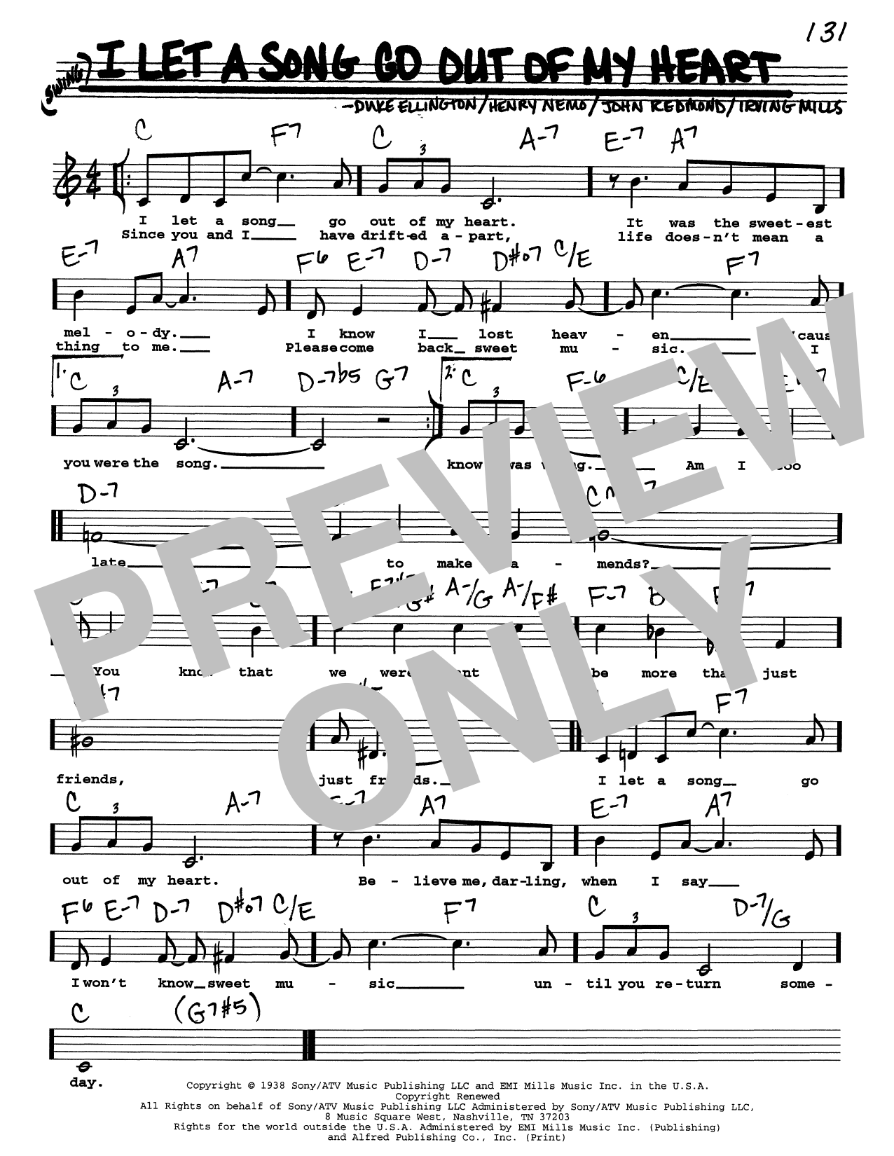 Download Duke Ellington I Let A Song Go Out Of My Heart (Low Voice) Sheet Music and learn how to play Real Book – Melody, Lyrics & Chords PDF digital score in minutes