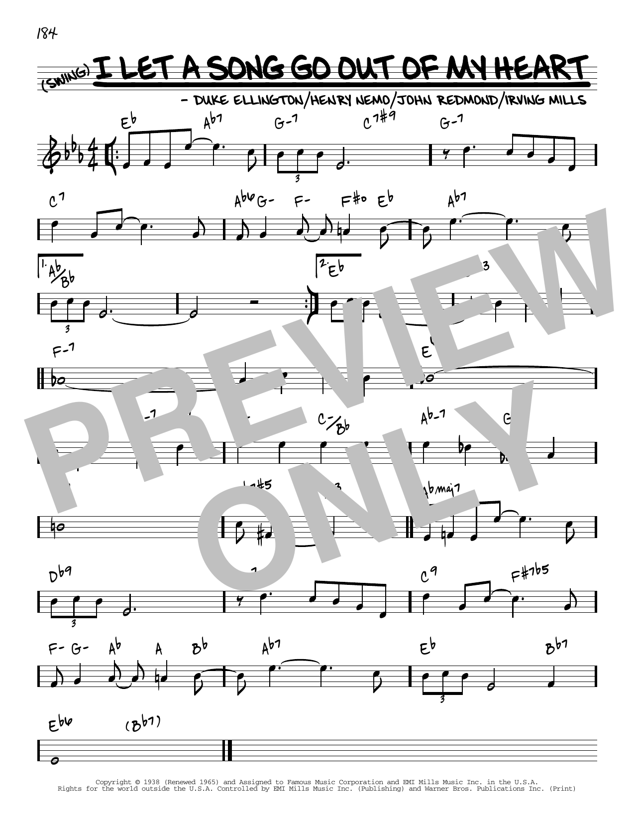 Download Duke Ellington I Let A Song Go Out Of My Heart [Reharmonized version] (arr. Jack Grassel) Sheet Music and learn how to play Real Book – Melody & Chords PDF digital score in minutes
