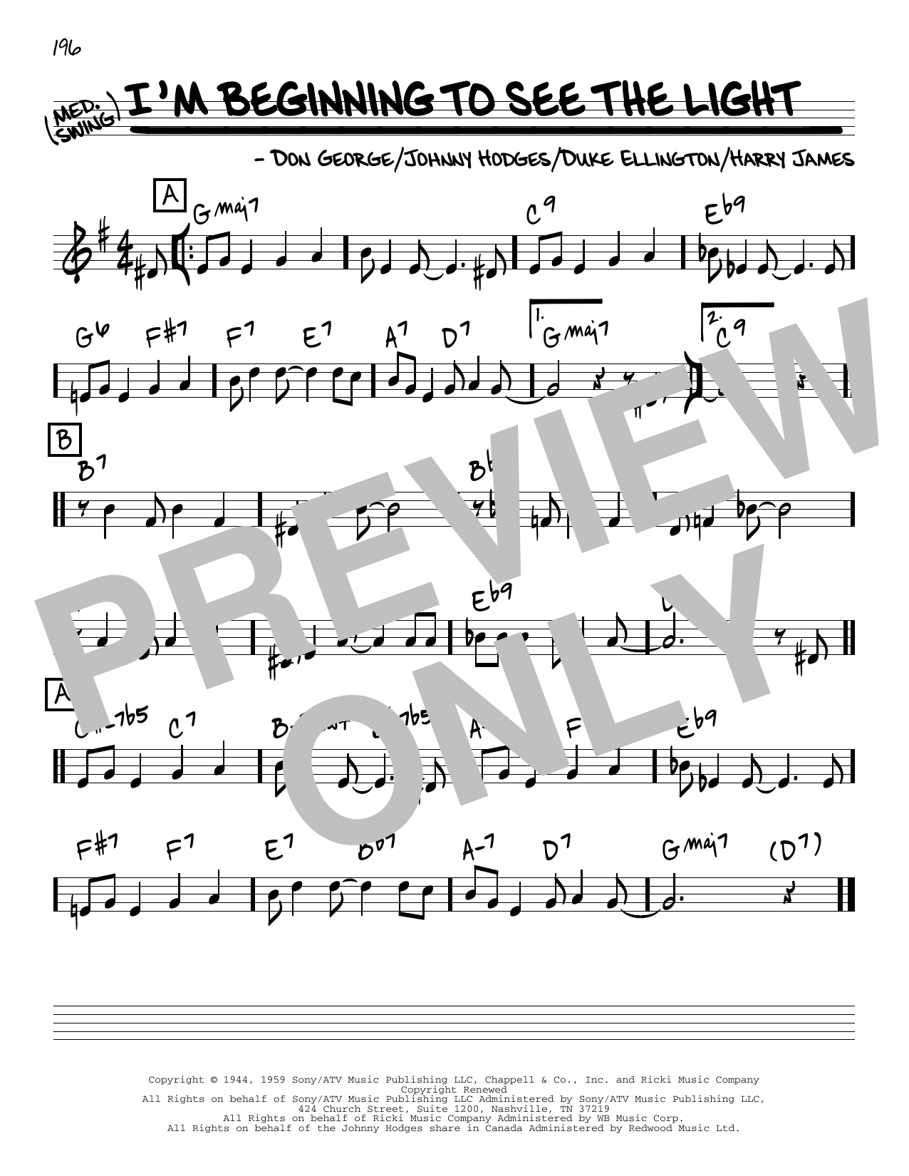 Download Duke Ellington I'm Beginning To See The Light [Reharmonized version] (from Sophisticated Ladies Sheet Music and learn how to play Real Book – Melody & Chords PDF digital score in minutes