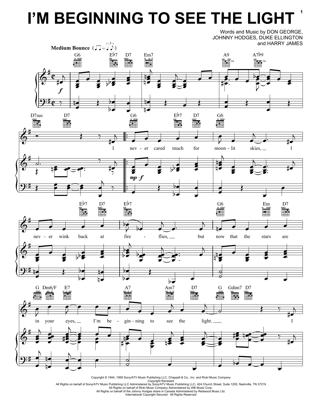 Download Duke Ellington I'm Beginning To See The Light Sheet Music and learn how to play Tenor Saxophone PDF digital score in minutes