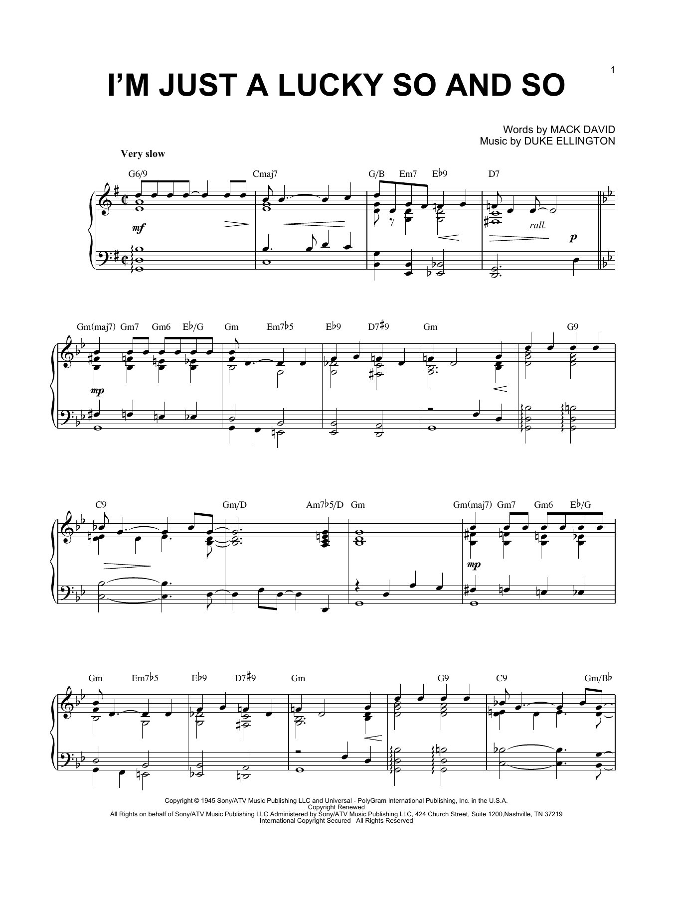 Download Duke Ellington I'm Just A Lucky So And So (arr. Brent Edstrom) Sheet Music and learn how to play Piano Solo PDF digital score in minutes