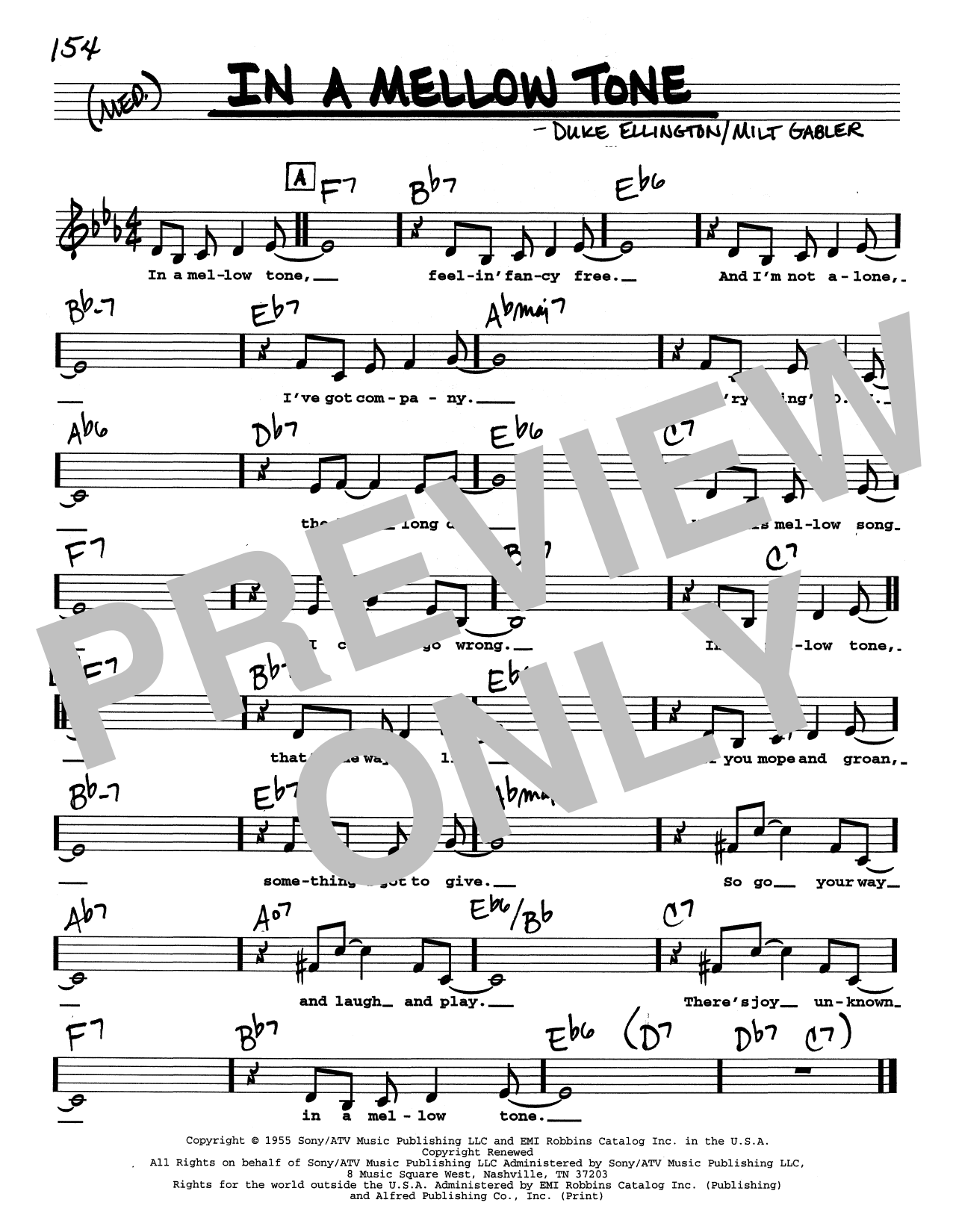 Download Duke Ellington In A Mellow Tone (Low Voice) Sheet Music and learn how to play Real Book – Melody, Lyrics & Chords PDF digital score in minutes