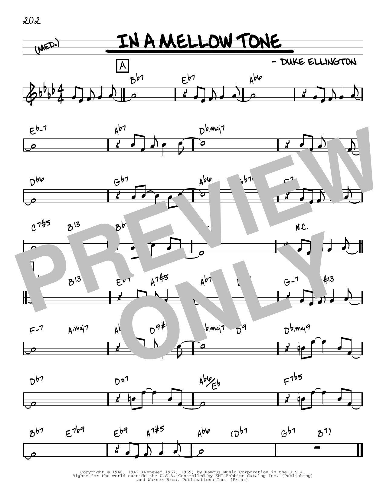 Download Duke Ellington In A Mellow Tone [Reharmonized version] (arr. Jack Grassel) Sheet Music and learn how to play Real Book – Melody & Chords PDF digital score in minutes