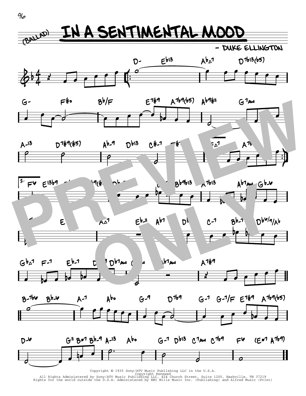 Download Duke Ellington In A Sentimental Mood (arr. David Hazeltine) Sheet Music and learn how to play Real Book – Enhanced Chords PDF digital score in minutes