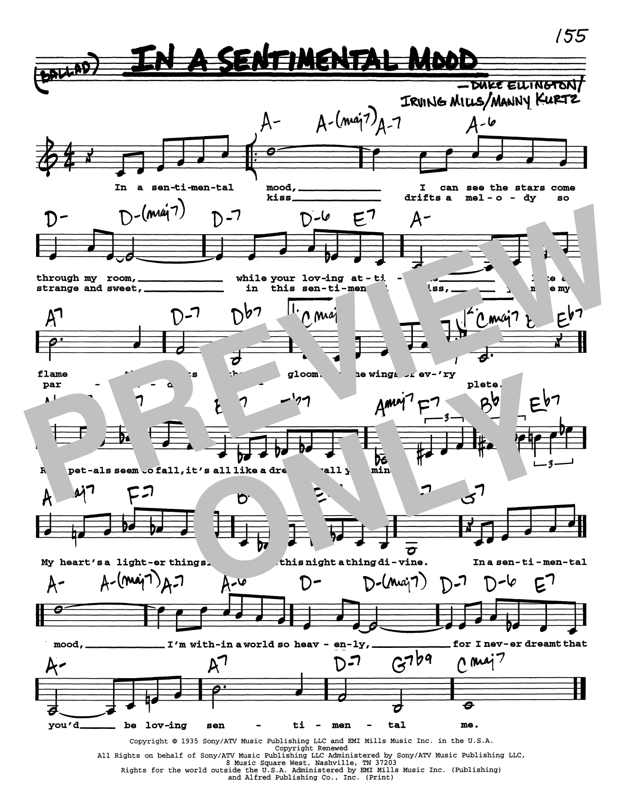 Download Duke Ellington In A Sentimental Mood (Low Voice) Sheet Music and learn how to play Real Book – Melody, Lyrics & Chords PDF digital score in minutes