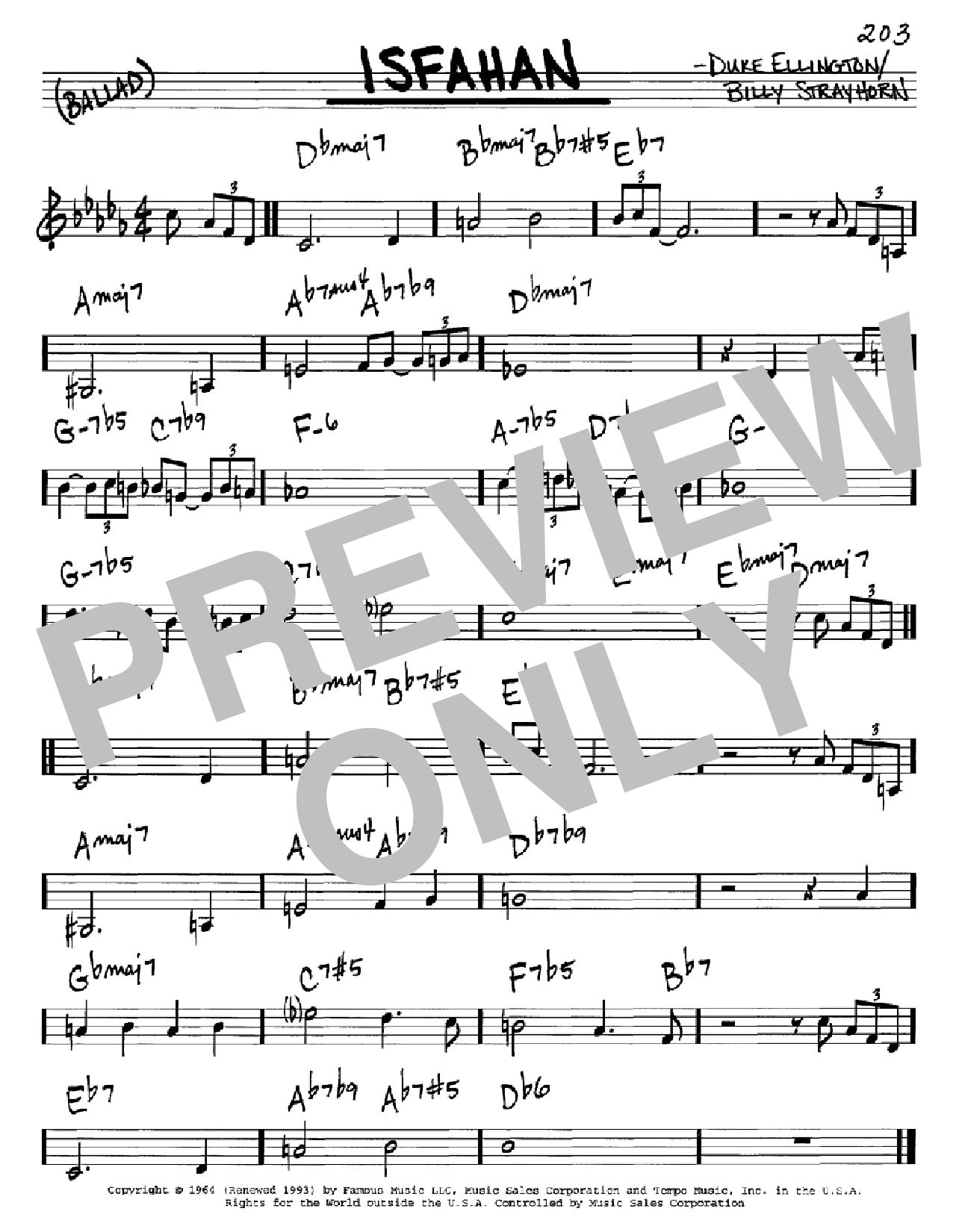 Download Duke Ellington Isfahan Sheet Music and learn how to play Real Book - Melody & Chords - C Instruments PDF digital score in minutes