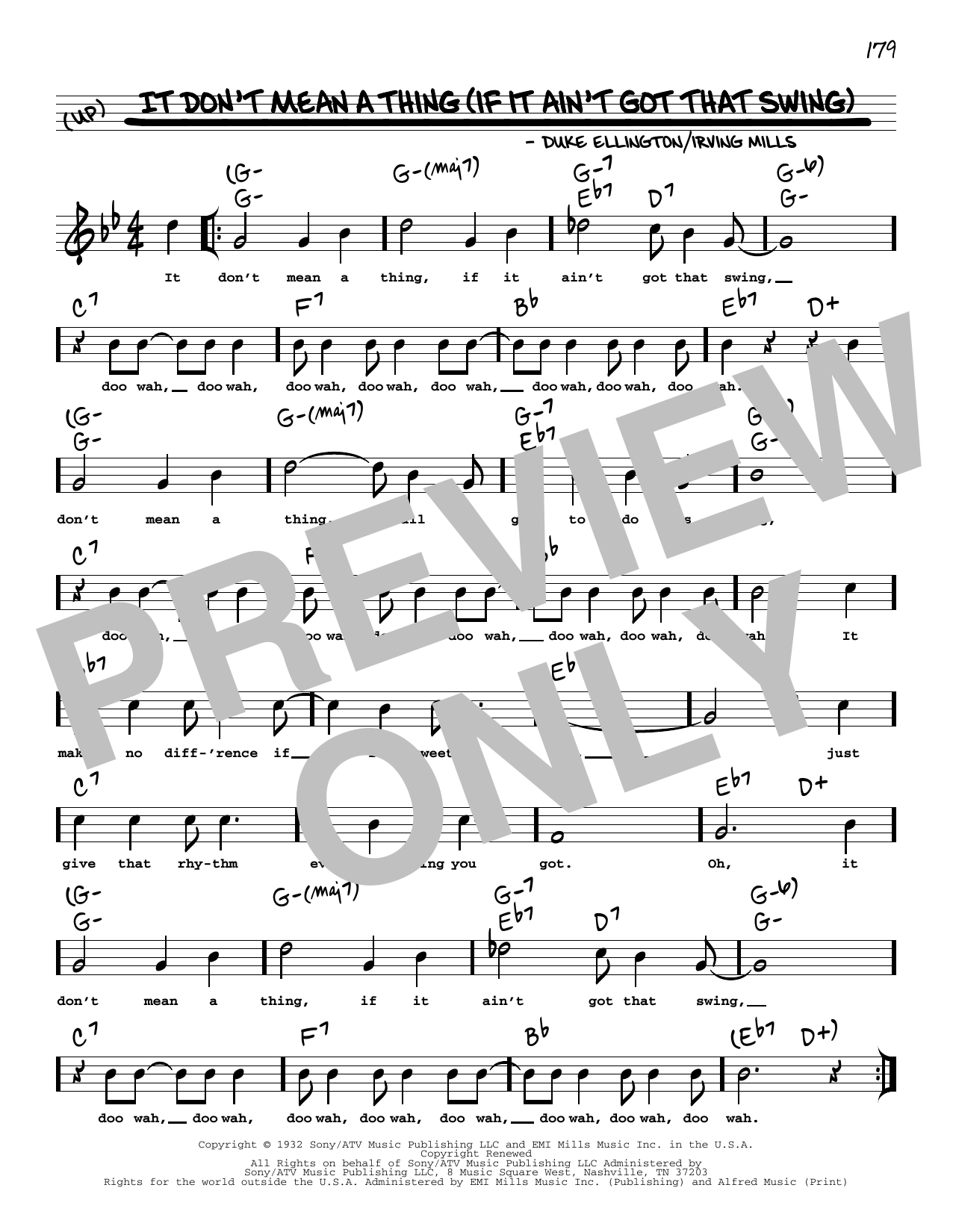 Download Duke Ellington It Don't Mean A Thing (If It Ain't Got That Swing) (arr. Robert Rawlins) Sheet Music and learn how to play Real Book – Melody, Lyrics & Chords PDF digital score in minutes