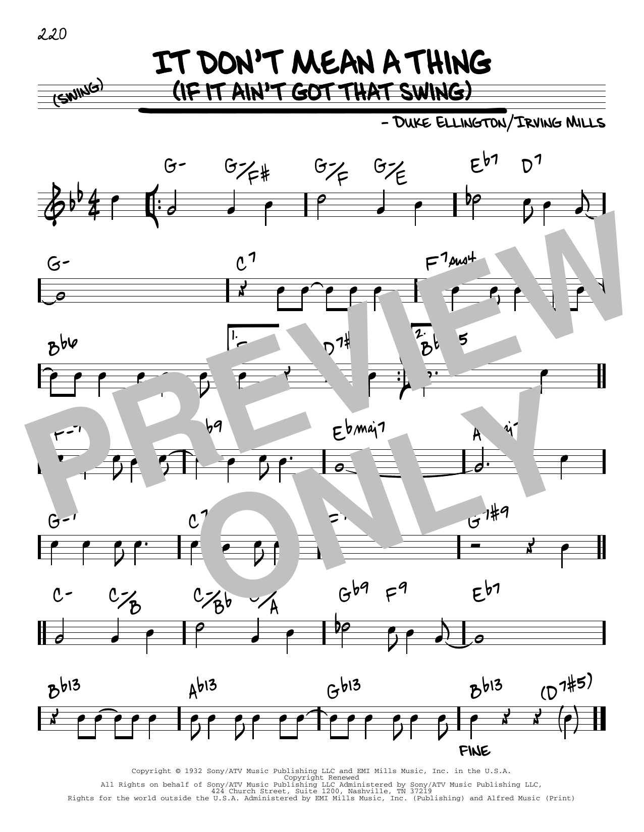 Download Duke Ellington It Don't Mean A Thing (If It Ain't Got That Swing) [Reharmonized version] (arr. Sheet Music and learn how to play Real Book – Melody & Chords PDF digital score in minutes