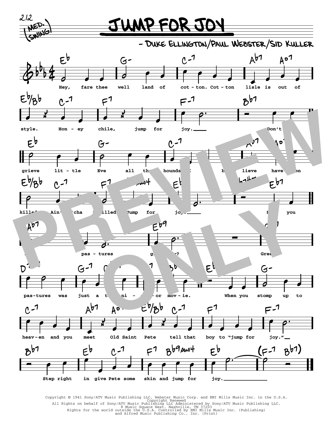 Download Duke Ellington Jump For Joy (High Voice) Sheet Music and learn how to play Real Book – Melody, Lyrics & Chords PDF digital score in minutes