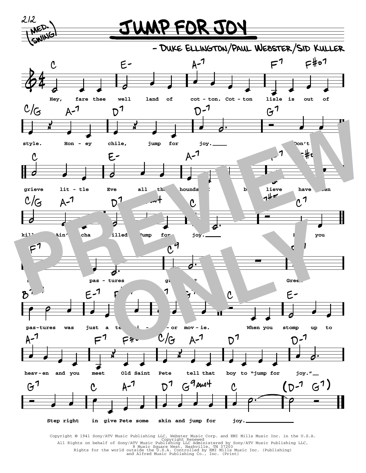 Download Duke Ellington Jump For Joy (Low Voice) Sheet Music and learn how to play Real Book – Melody, Lyrics & Chords PDF digital score in minutes