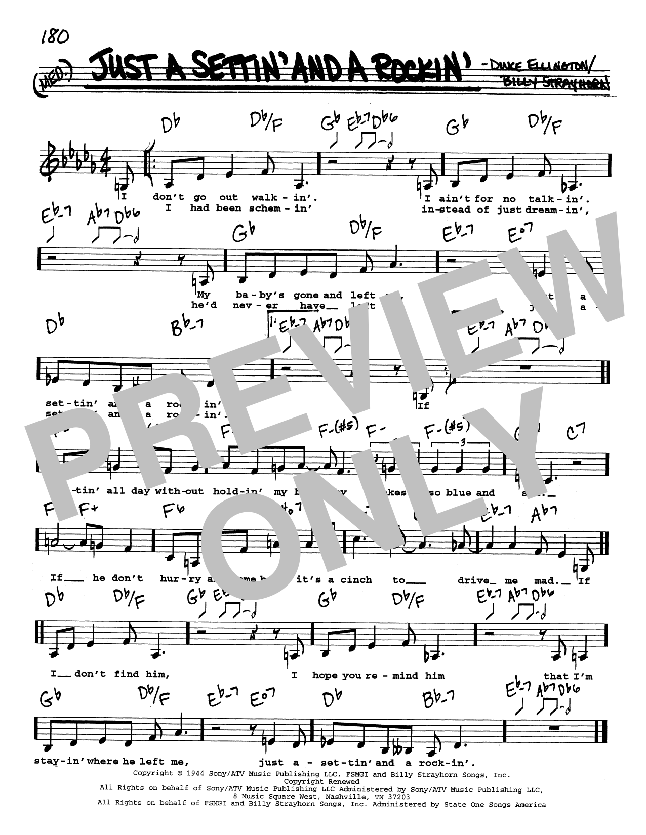 Download Duke Ellington Just A Settin' And A Rockin' (Low Voice) Sheet Music and learn how to play Real Book – Melody, Lyrics & Chords PDF digital score in minutes