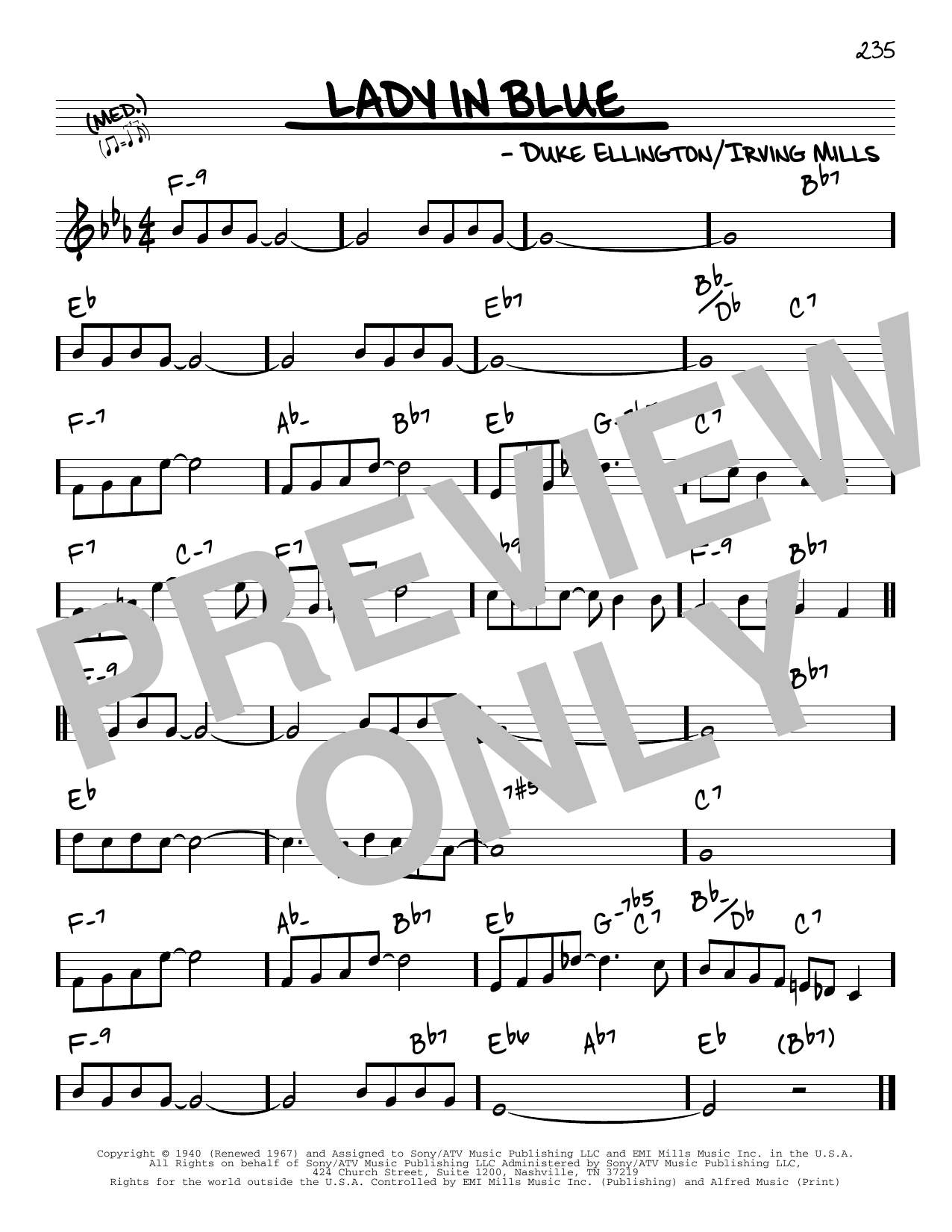 Download Duke Ellington Lady In Blue Sheet Music and learn how to play Real Book – Melody & Chords PDF digital score in minutes