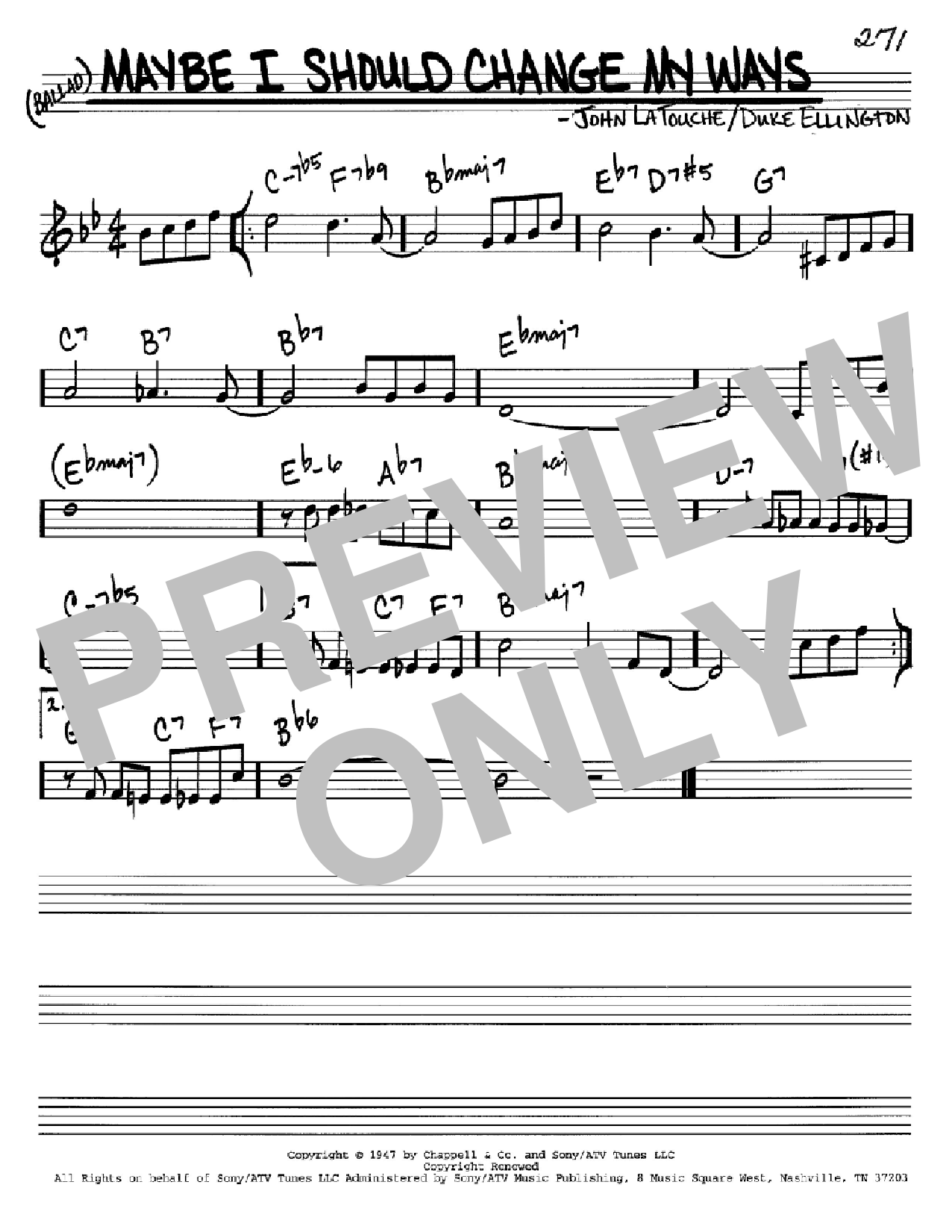 Download Duke Ellington Maybe I Should Change My Ways Sheet Music and learn how to play Real Book – Melody & Chords – C Instruments PDF digital score in minutes