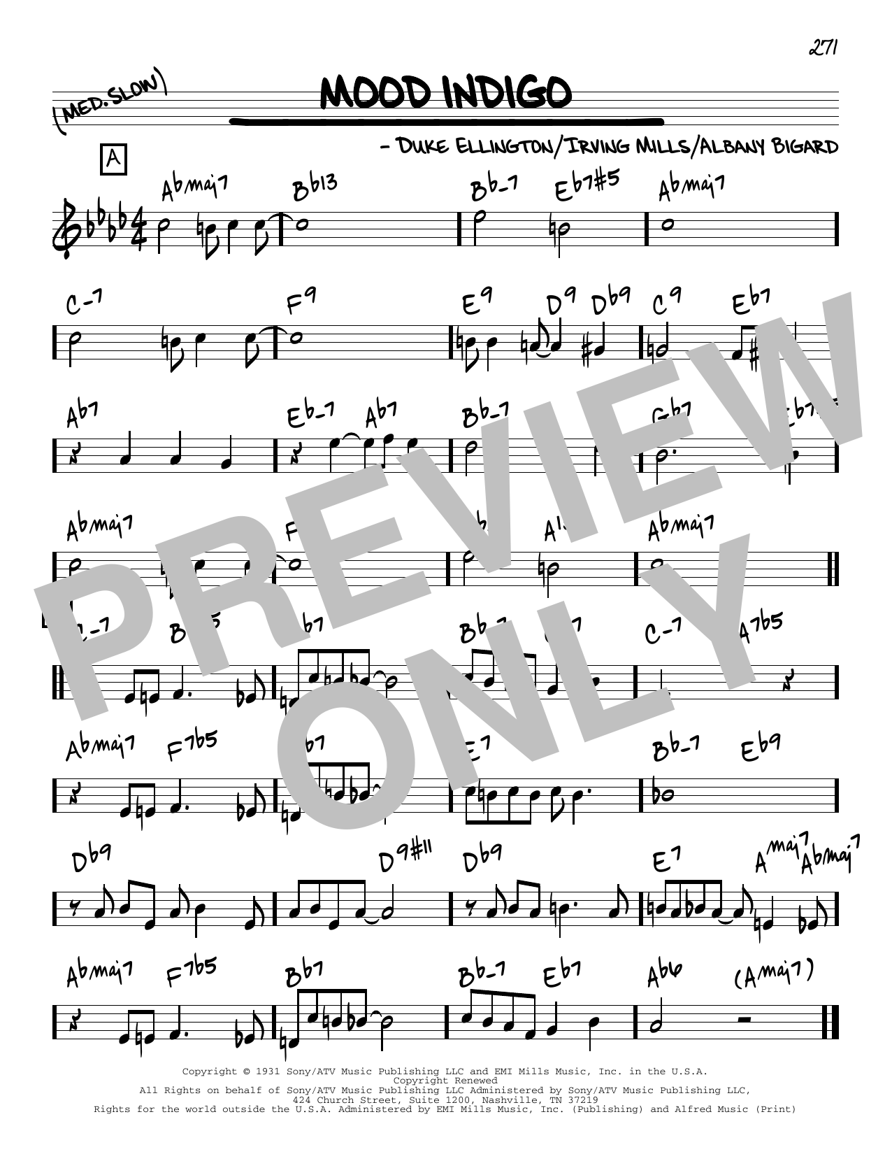 Download Duke Ellington Mood Indigo [Reharmonized version] (arr. Jack Grassel) Sheet Music and learn how to play Real Book – Melody & Chords PDF digital score in minutes
