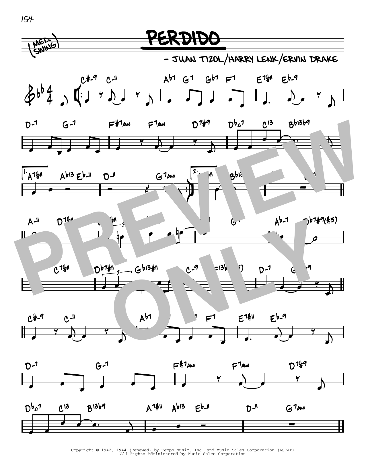 Download Duke Ellington Perdido (arr. David Hazeltine) Sheet Music and learn how to play Real Book – Enhanced Chords PDF digital score in minutes