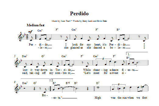 Download Duke Ellington Perdido Sheet Music and learn how to play Piano, Vocal & Guitar (Right-Hand Melody) PDF digital score in minutes