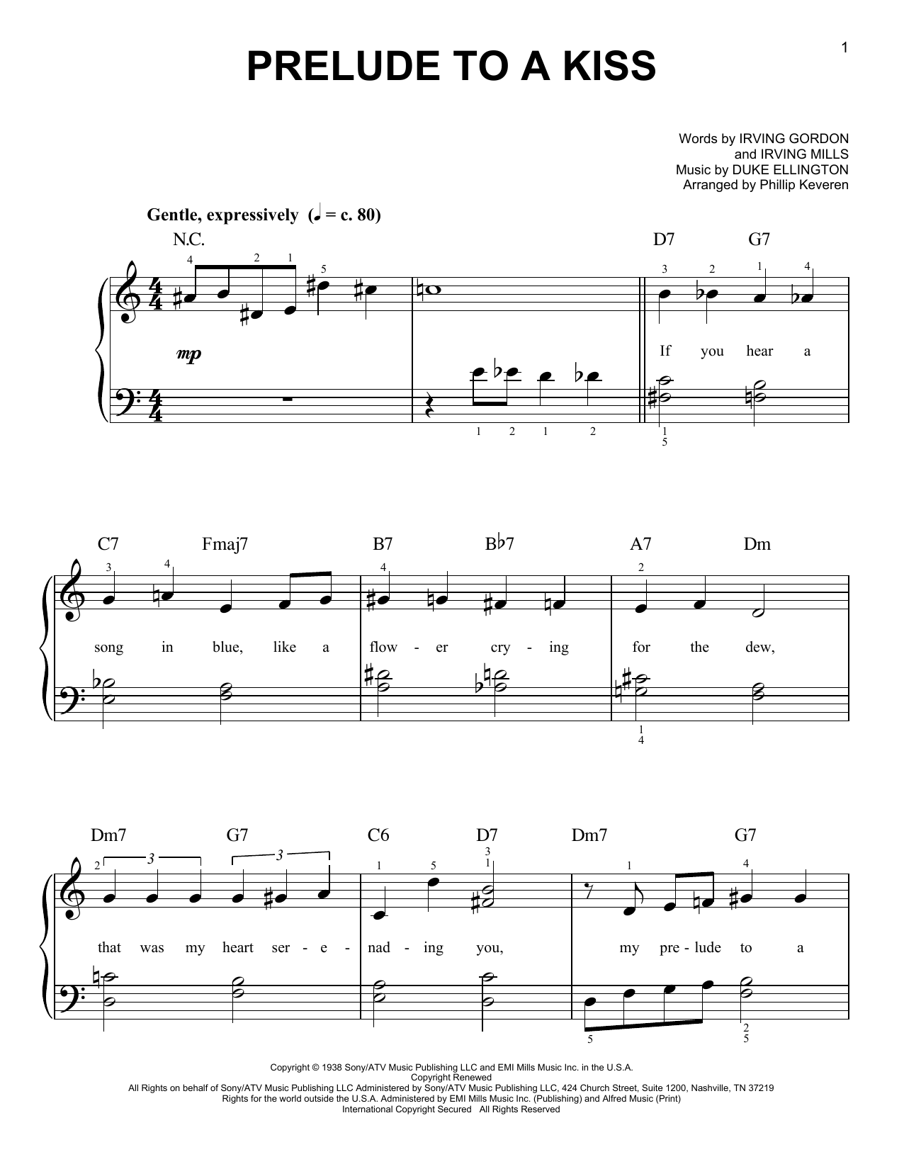 Download Duke Ellington Prelude To A Kiss (arr. Phillip Keveren) Sheet Music and learn how to play Easy Piano PDF digital score in minutes