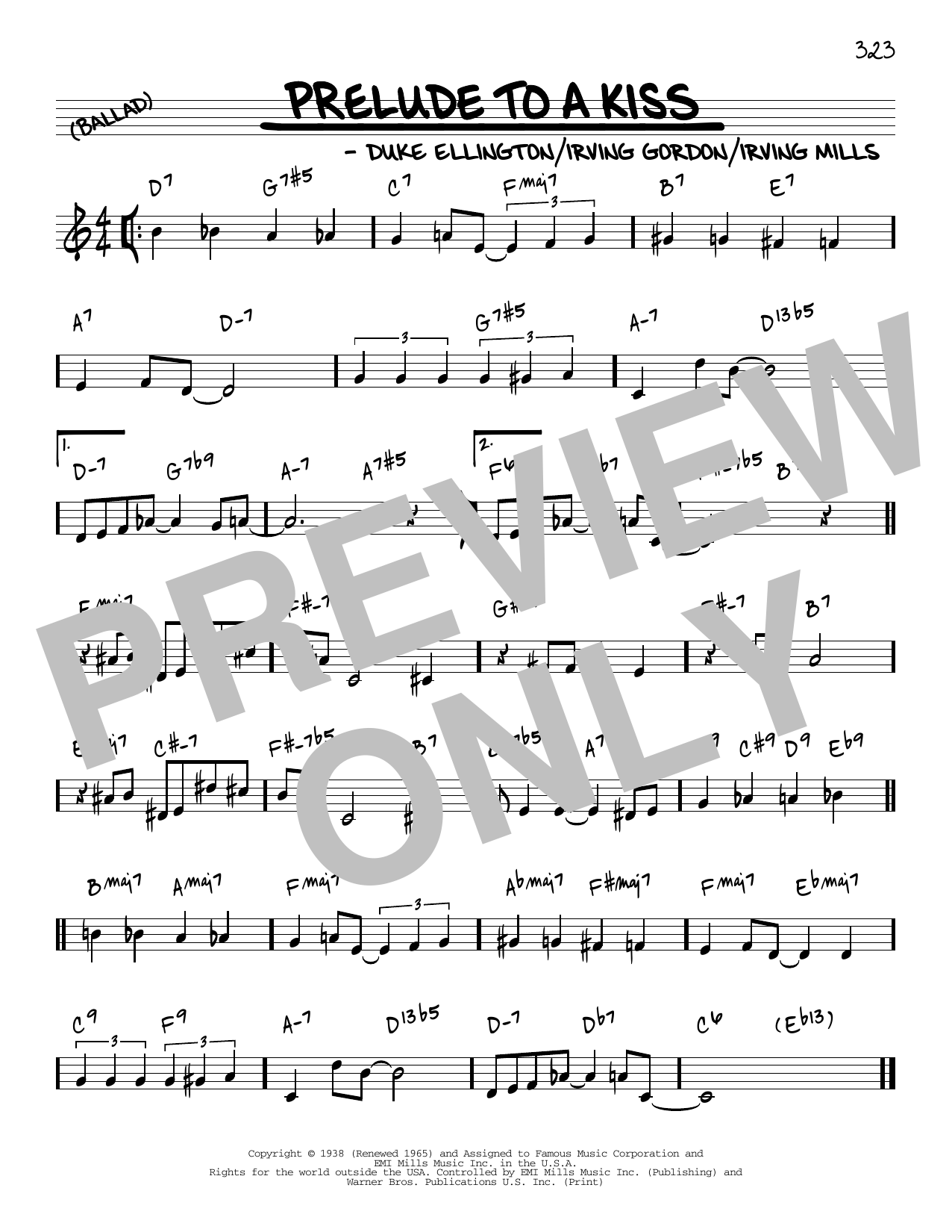 Download Duke Ellington Prelude To A Kiss [Reharmonized version] (arr. Jack Grassel) Sheet Music and learn how to play Real Book – Melody & Chords PDF digital score in minutes