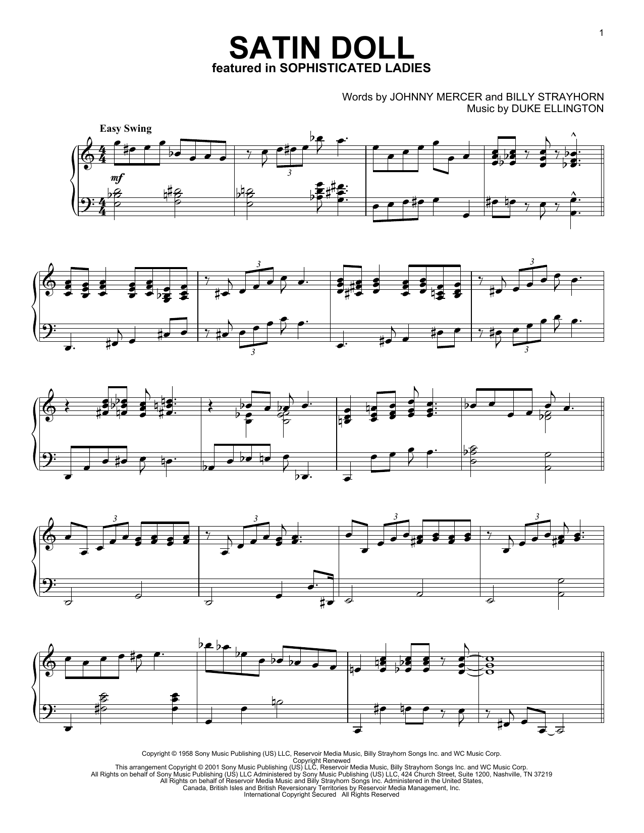 Download Duke Ellington Satin Doll (arr. Al Lerner) Sheet Music and learn how to play Piano Solo PDF digital score in minutes