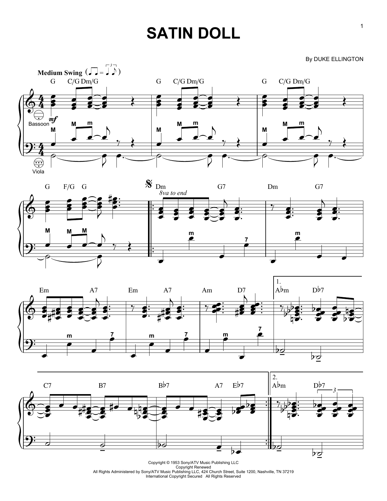 Download Duke Ellington Satin Doll (arr. Gary Meisner) Sheet Music and learn how to play Accordion PDF digital score in minutes