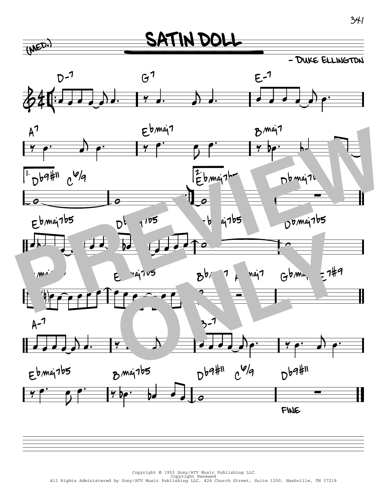 Download Duke Ellington Satin Doll [Reharmonized version] (arr. Jack Grassel) Sheet Music and learn how to play Real Book – Melody & Chords PDF digital score in minutes