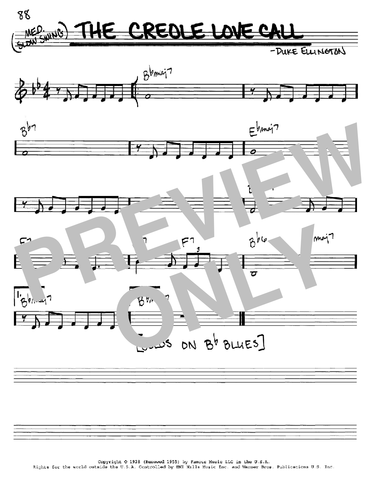 Download Duke Ellington The Creole Love Call Sheet Music and learn how to play Melody Line, Lyrics & Chords PDF digital score in minutes