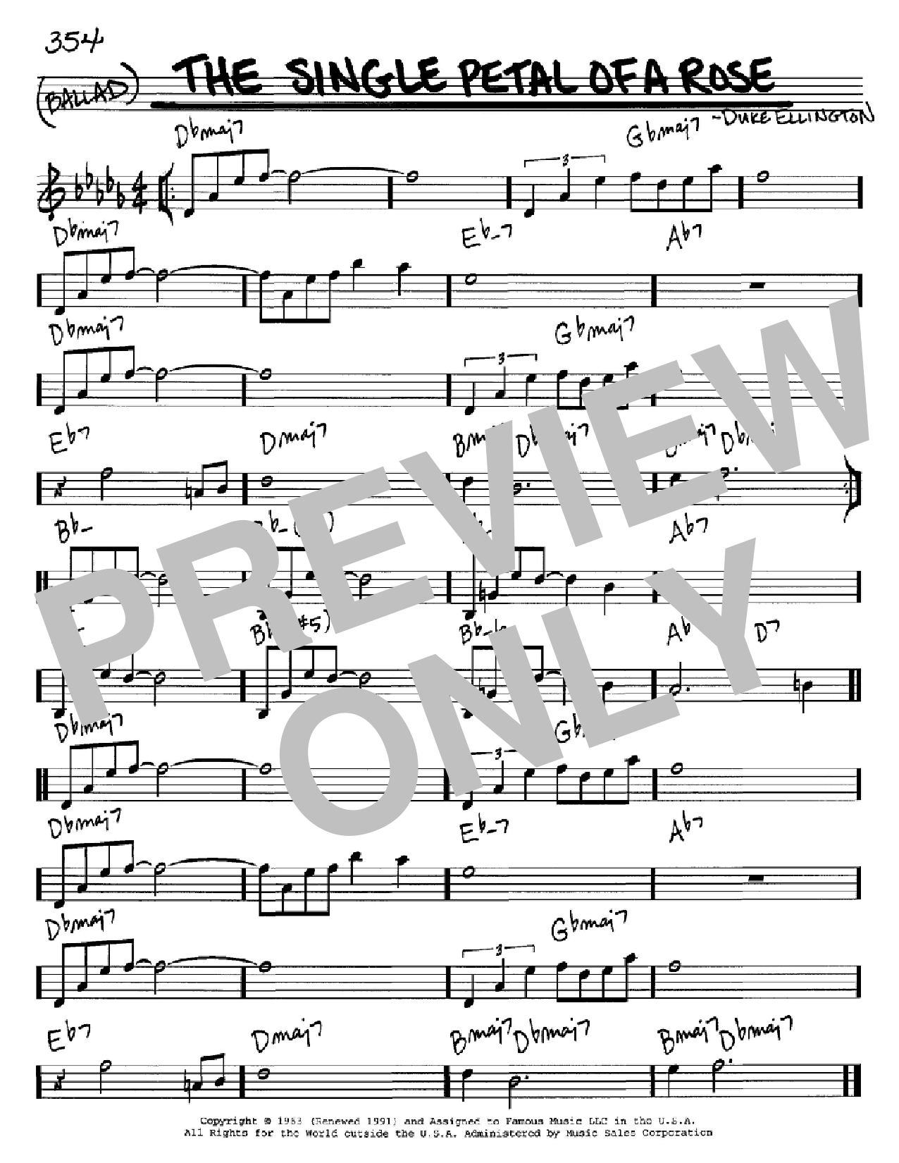 Download Duke Ellington The Single Petal Of A Rose Sheet Music and learn how to play Melody Line, Lyrics & Chords PDF digital score in minutes