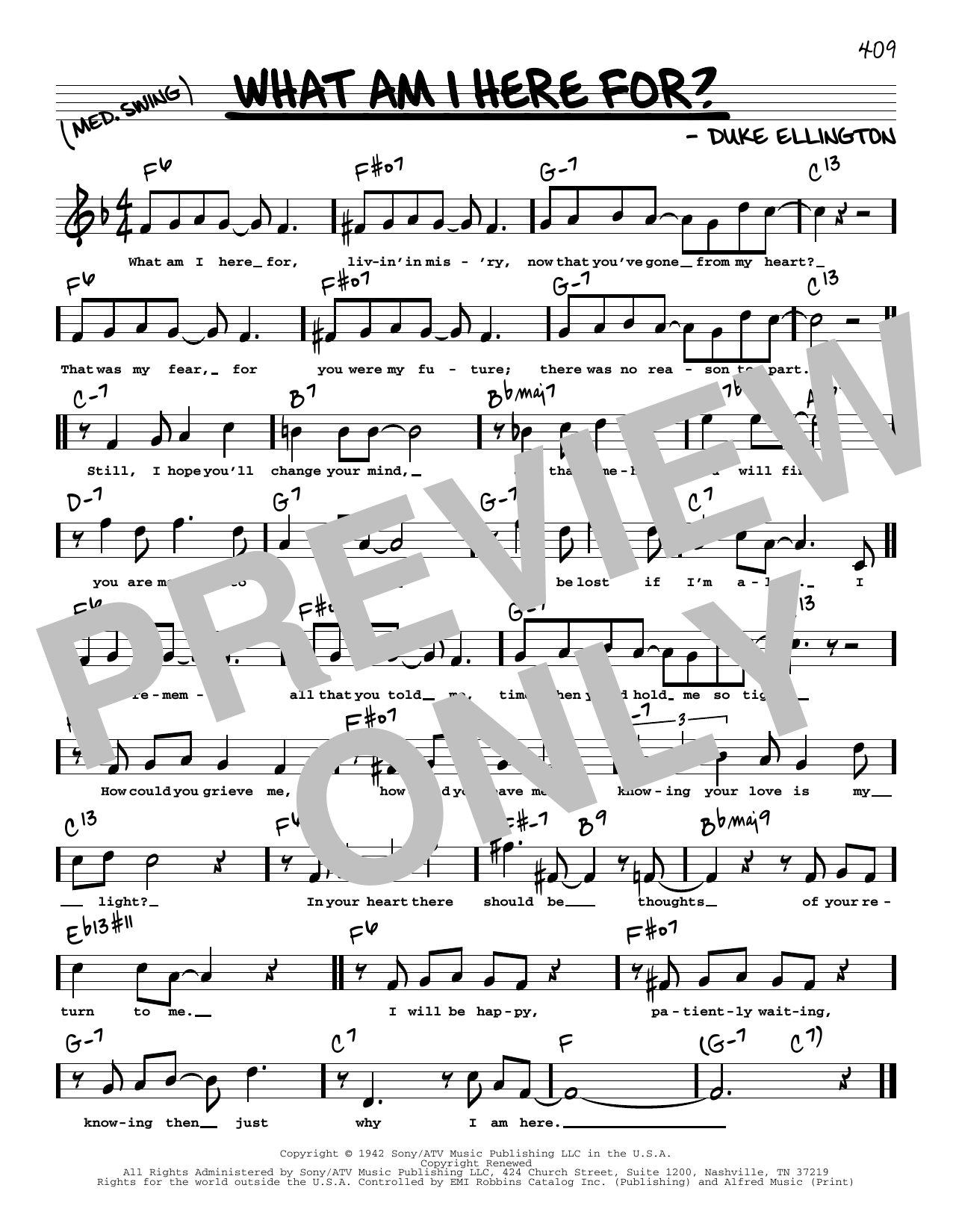 Download Duke Ellington What Am I Here For? (High Voice) Sheet Music and learn how to play Real Book – Melody, Lyrics & Chords PDF digital score in minutes