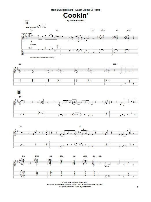 Download Duke Robillard Cookin' Sheet Music and learn how to play Guitar Tab PDF digital score in minutes