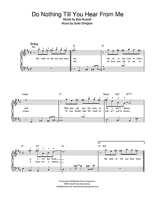 Download Duke Ellington Do Nothin' Till You Hear From Me (Concerto For Cootie) Sheet Music and learn how to play Beginner Piano PDF digital score in minutes