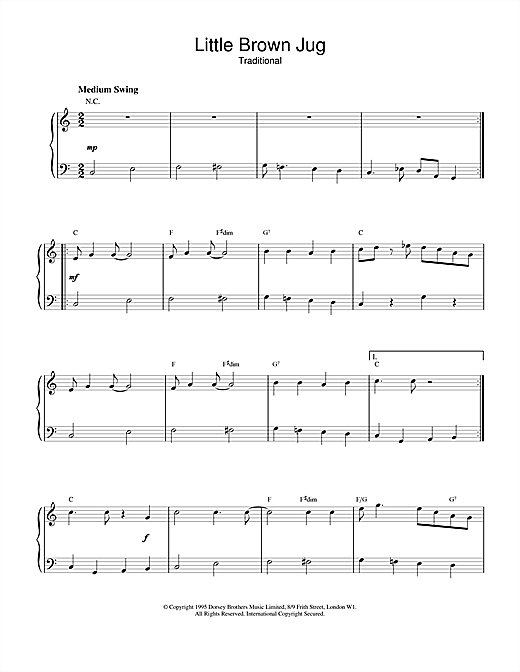 Download Duke Ellington Little Brown Jug Sheet Music and learn how to play Piano, Vocal & Guitar (Right-Hand Melody) PDF digital score in minutes